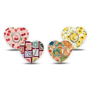 ExpressionMed Sweet Stickers Dexcom G7 and Dexcom Stelo Glucose Biosensor System Heart, tape and sticker  Adorbale fruits and florals Vinyl Decoration for CGM