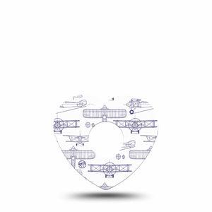 ExpressionMed Airplane Freestyle Libre 3 and Libre 3 Plus Heart Shape Tape, Single Tape Glider Planes, Patch CGM Design