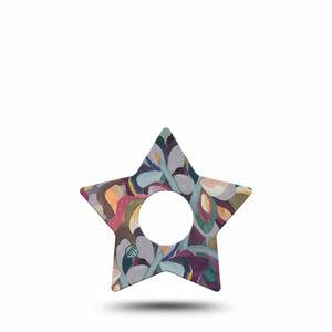 ExpressionMed Abstract Leaves Freestyle Libre 3 Star Shape Tape Single Tape Abstract Floral Art Patch CGM Design