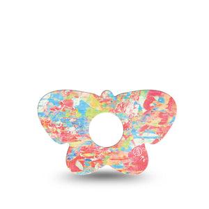 ExpressionMed Faded Summer Freestyle Libre 3 and Libre 3 Plus Butterfly Shape Tape Single Tape Faded Art Print, Overlay Patch CGM Design