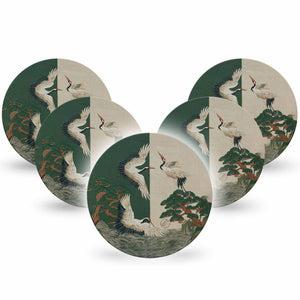 ExpressionMed Tapestry Cranes Freestyle Libre, Libre 2 Plus, and Abbott Lingo OverPatch, 5-Pack Material inspired cranes Best Covers for CGM