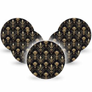 ExpressionMed Midnight Deco Dexcom G7 and Dexcom Stelo Glucose Biosensor System OverPatch, 5-Pack Retro coat print Patch for Continuous Glucose Monitor