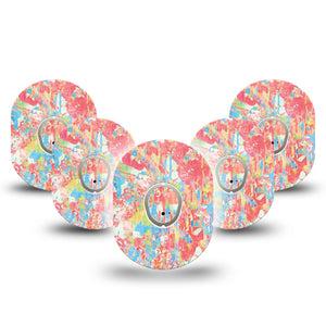 ExpressionMed Faded Summer Dexcom G7 Tape, Dexcom Stelo Glucose Biosensor System, 5-Pack Tape and 5-Pack Sticker Spring Vintage Peach, Overlay Tape CGM Design