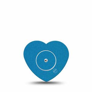 ExpressionMed Teal Freestyle Libre 2 and Libre 2 Plus Heart Shape Tape, Abbott Lingo, Single Tape and Single Sticker Plain Teal Blue, Adhesive Patch CGM Design