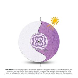 ExpressionMed Solar Violet Freestyle Libre and Libre 2 Plus Sticker and Tape, Abbott Lingo, Color-Changing in Sunlight, Adhesive Sticker and Tape Design Continuous Glucose Monitor Design