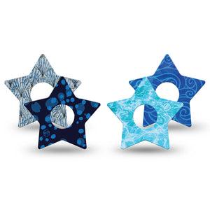 ExpressionMed Coastal Blues Freestyle Libre 3 and Libre 3 Plus Star, 4-Pack Tape style Decorative Adhesive Tape for Continuous Glucose Monitor