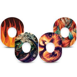 ExpressionMed Ember Rise Variety Pack Dexcom G7 Tape, Dexcom Stelo Glucose Biosensor System, 4-Pack Tape Variety Winged Mythical Creatures, Overlay Tape CGM Design