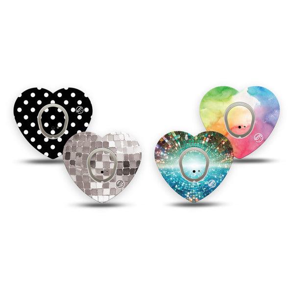 ExpressionMed Disco Pop Dexcom G7 and Dexcom Stelo Glucose Biosensor System Heart, tape and sticker  bold graphic pattern Vinyl Decoration for CGM