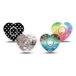 ExpressionMed Disco Pop Dexcom G7 and Dexcom Stelo Glucose Biosensor System Heart, tape and sticker  bold graphic pattern Vinyl Decoration for CGM
