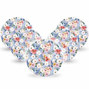 ExpressionMed Petal Breeze Dexcom G7 and Dexcom Stelo Glucose Biosensor System OverPatch, 5-Pack Springy floral arrangment Patch for Continuous Glucose Monitor