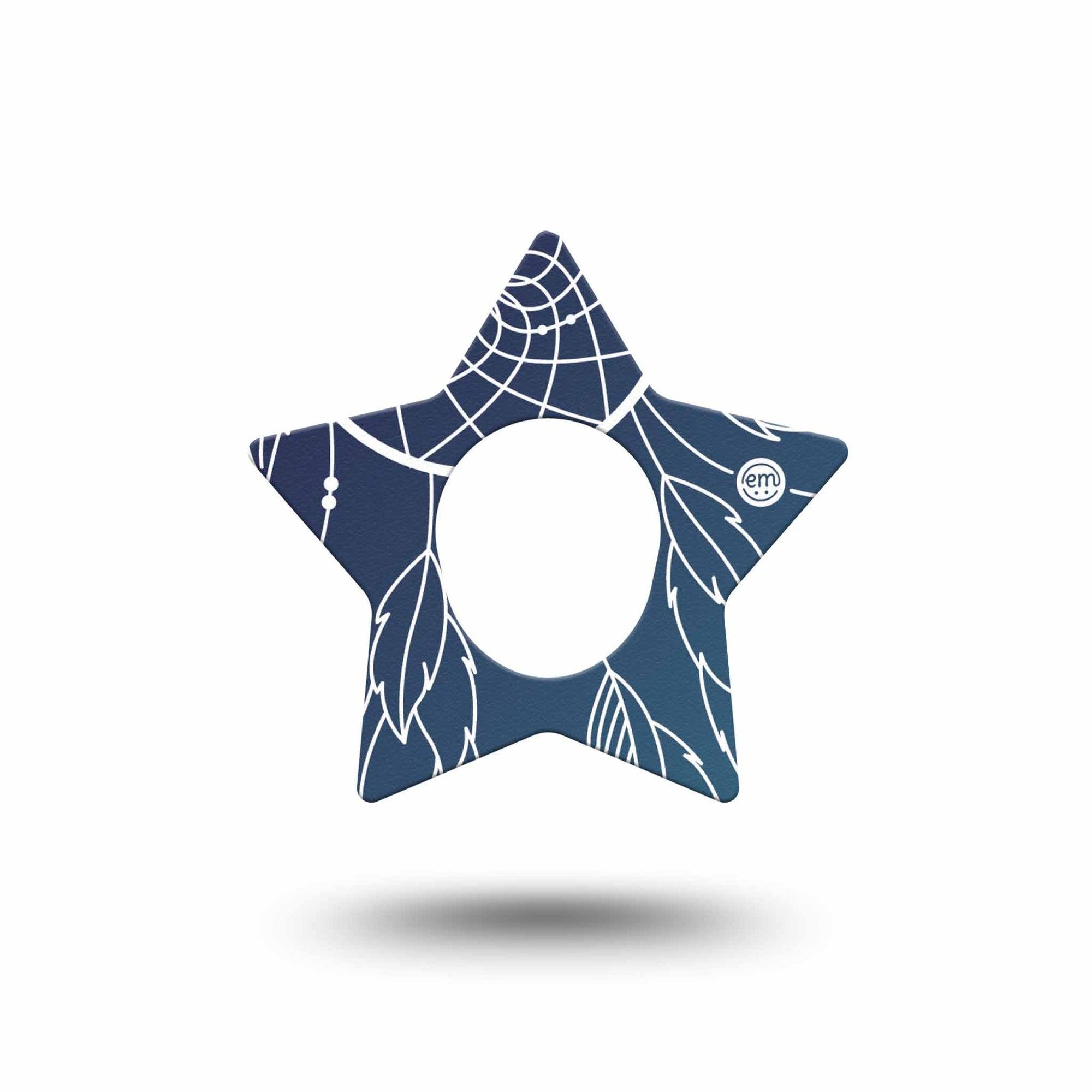 ExpressionMed Blue Dreamcatcher Dexcom G7 Star Shape Tape, Dexcom Stelo Glucose Biosensor System, Single Tape Sacred Talisman Plaster CGM Design