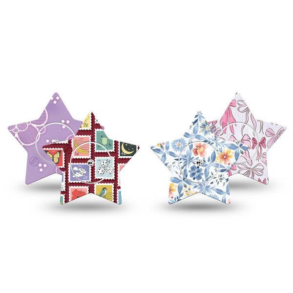 ExpressionMed Darling Details Freestyle Libre, Libre 2 Plus, and Abbott Lingo Star, 4-Pack Tape and 4-Pack Sticker, Delicate prints Waterproof Sensor Cover for CGM