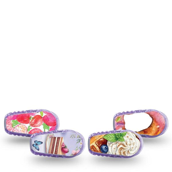 ExpressionMed Morning Delights Dexcom G6 Sticker, 4-Pack Sticker Fruits and cakes Adhesive Tape for CGM