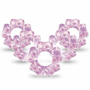 ExpressionMed Purple Daisy Freestyle Libre 2 and Libre 2 Plus Flower Shape Tape, Abbott Lingo, 5-Pack Tape Gentle Pastel Lilac Florals, Plaster CGM Design