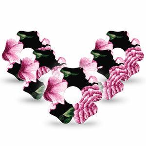 ExpressionMed Intricate Floral Freestyle Libre 3 and Libre 3 Plus Flower Shape Tape 5-Pack Tape Artistic Blossoms, Plaster CGM Design