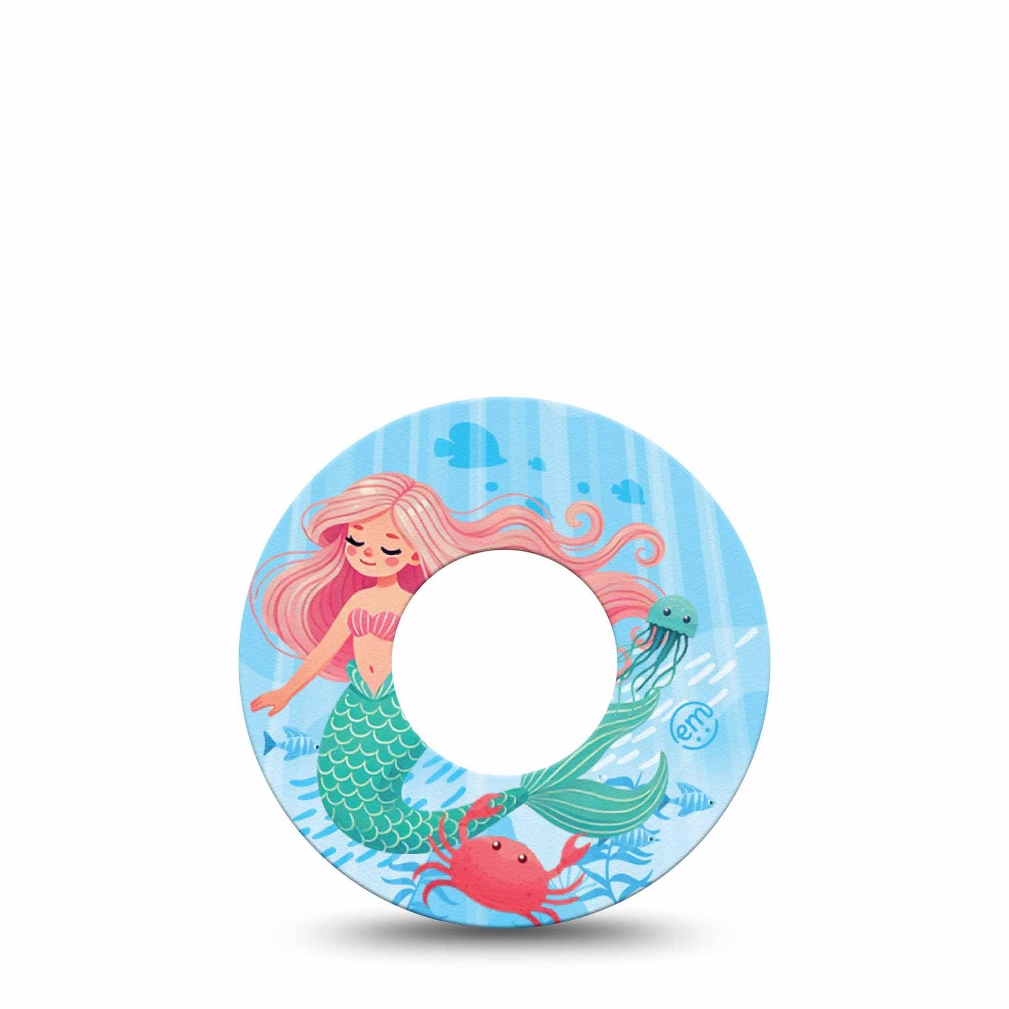 ExpressionMed Mermaid Freestyle Libre and Libre 2 Plus Tape, Abbott Lingo, Single Tape Under The Sea Mermaid, Fixing Ring Tape Continuous Glucose Monitor Design
