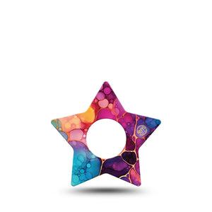 ExpressionMed Rainbow Ink Infusion Star, 5-Pack Abstract rainbow pattern Waterproof Adhesive Tape For Insulin Pump