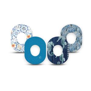 ExpressionMed Seascape Dexcom G7 and Dexcom Stelo Glucose Biosensor System Mini, 4-Pack Tape calm seaside nature design Fixing Ring Patch for Continuous Glucose Monitor