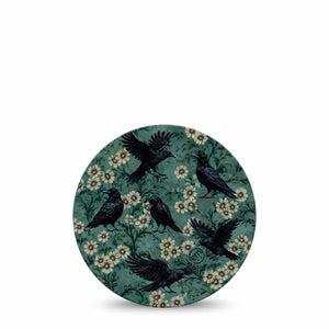 ExpressionMed Crows Freestyle Libre, Libre 2 Plus, and Abbott Lingo OverPatch, Single Tape Halloween crow floral pattern Fixing Ring Tape for Continuous Glucose Monitor