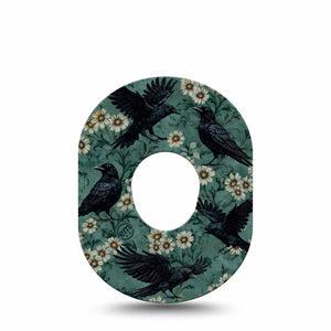 ExpressionMed Crows Dexcom G7 and Dexcom Stelo Glucose Biosensor System, Single Tape Halloween autumn aesthetic Fixing Ring Patch for CGM