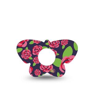 ExpressionMed Pretty Pink Roses Infusion Set Butterfly Shape Tape 5-Pack Tape Pink Blossoms, Plaster Continuous Glucose Monitor Design