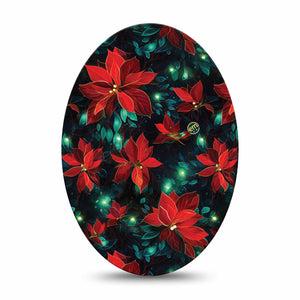 ExpressionMed Christmas Floral Medtronic Guardian Enlite Universal Oval, Single Tape Holiday Florals, Plaster CGM Design