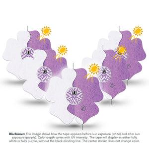 ExpressionMed Solar Violet Freestyle Libre 3 and Libre 3 Plus Flower Shape Tape, Single Tape and Single Sticker UV-Sensitive Color, Overlay Tape CGM Design