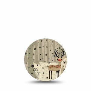 ExpressionMed Woodland Reindeer Freestyle Libre 3 and Libre 3 Plus Overpatch, Single Tape Beige Christmas, Adhesive Patch CGM Design