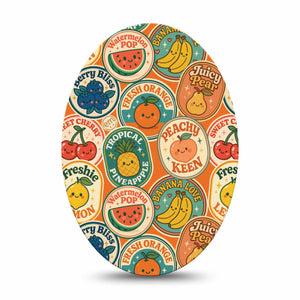 ExpressionMed Fruit Stickers Medtronic Guardian Enlite Universal Oval, Single Tape Adorable food stickers Vinyl Decoration for CGM
