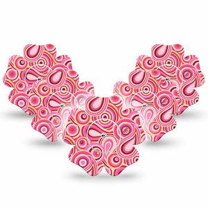 ExpressionMed BB Pink Party Freestyle Libre 2 Flower Shape Tape, Abbott Lingo,  5-Pack Tape and 5-Pack Sticker Doll Party Inspired Fixing Ring Tape CGM Design