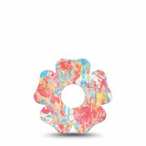ExpressionMed Faded Summer Freestyle Libre 3 and Libre 3 Plus Flower Shape Tape Single Tape Spring Vintage Peach, Overlay Tape CGM Design