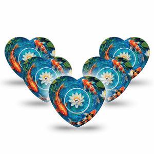 ExpressionMed Koi Pond Freestyle Libre, Libre 2 Plus, and Abbott Lingo Heart, 5-Pack Tape and 5-Pack Sticker koi garden pond Plaster for Continuous Glucose Monitor