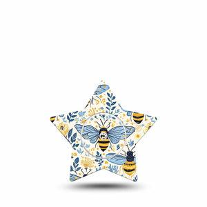 ExpressionMed Busy Bees Freestyle Libre, Libre 2 Plus, and Abbott Lingo Star, Single Tape and Single Sticker Florals and bees Patch for CGM