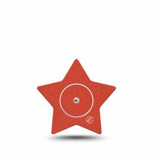ExpressionMed Cherry Red Freestyle Libre 2 and Libre 2 Plus Star Shape Tape, Abbott Lingo, Single Tape and Single Sticker Color Sample Inspired, Adhesive Tape CGM Design