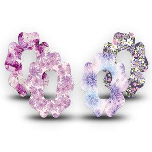ExpressionMed Violet Garden Dexcom G6 Flower, 4-Pack Tape Purple spring blooms Overlay Patch for Continuous Glucose Monitor