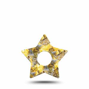 ExpressionMed Fall Camo Infusion Set Star Shape Tape 5-Pack Hunting Yellow Camo Inspired Fixing Ring Patch Continuous Glucose Monitor Design