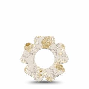 ExpressionMed Sketched Peonies Freestyle Libre, Libre 2 Plus, and Abbott Lingo Flower, Single Tape Soft botanical line drawing Decorative Adhesive Tape for CGM