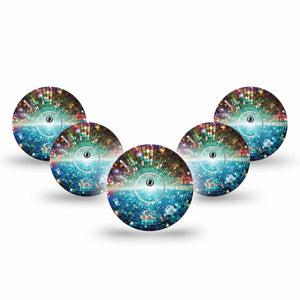 ExpressionMed Disco Lights Freestyle Libre 3 and Libre 3 Plus, 5-Pack Tape and 5-Pack Sticker Neon glow effect Sensor Cover for CGM