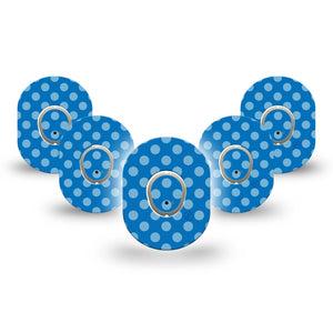 ExpressionMed Blue Polka Dots Dexcom G7 Mini Tape, Dexcom Stelo Glucose Biosensor System, 5-Pack Tape and 5-Pack Sticker Blue Dots, Patch Continuous Glucose Monitor Design
