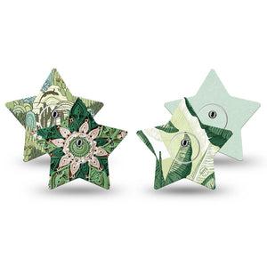 ExpressionMed Tropical Greens Freestyle Libre 3 and Libre 3 Plus Star, tape and sticker  green foliage pattern Overlay Tape for CGM