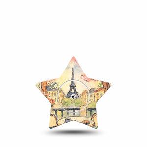 ExpressionMed Café Terrace Freestyle Libre, Libre 2 Plus, and Abbott Lingo Star, Single Tape and Single Sticker Eiffel tower painting Patch for CGM