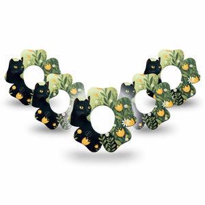ExpressionMed Jungle Cat Dexcom G7 and Dexcom Stelo Glucose Biosensor System Flower, 5-Pack Black cat green grasses Vinyl Graphics for Continuous Glucose Monitor