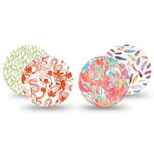 ExpressionMed Heatwave Variety Pack Freestyle Libre and Libre 2 Plus Overpatch, Abbott Lingo, 4-Pack  Tape Variety Summer Pastels Prints, Fixing Ring Patch CGM Design