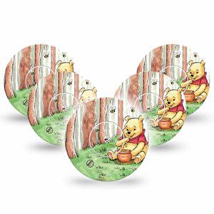 ExpressionMed Winnie the Pooh Freestyle Libre Tape, Abbott Lingo, Single Tape and Single Sticker Cute Pooh Bear Fixing Ring Tape Continuous Glucose Monitor Design