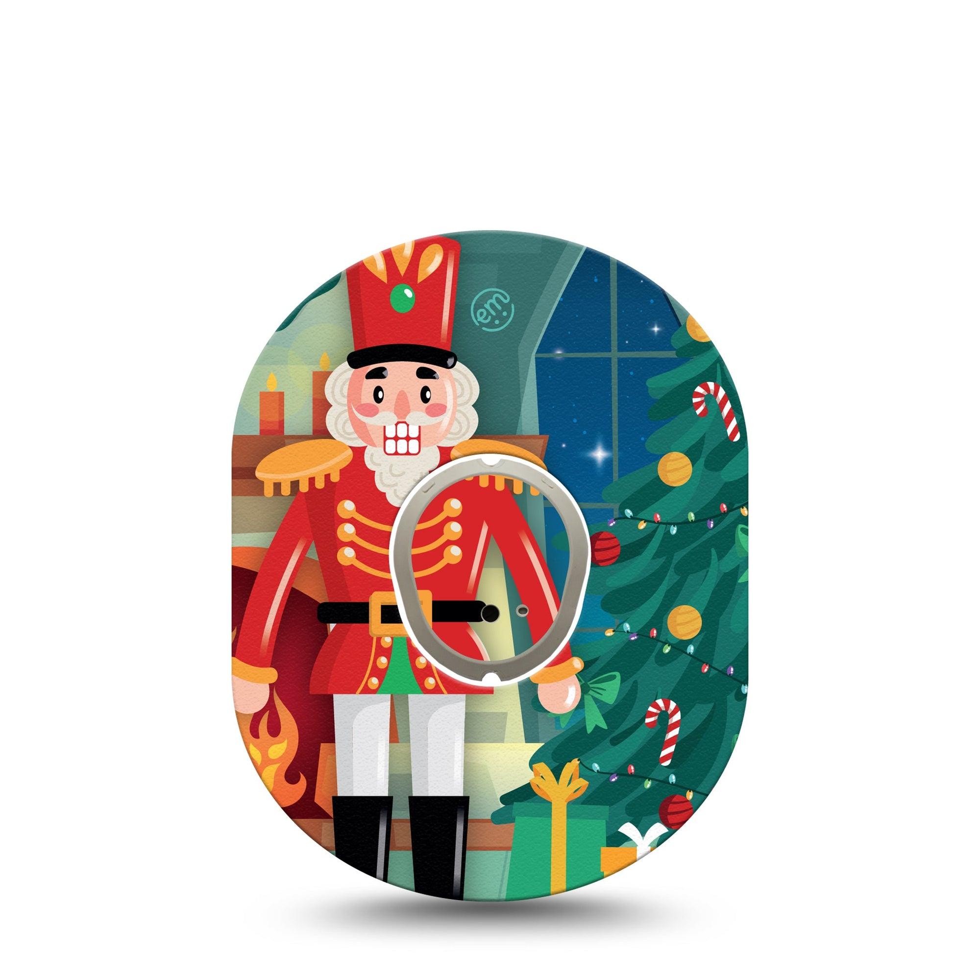 ExpressionMed Nutcracker Dexcom G7 Sticker and Tape, Dexcom Stelo Glucose Biosensor System,  Christmas Toy Soldier Theme, Vinyl Sticker and Tape Pairing Continuous Glucose Monitor Design