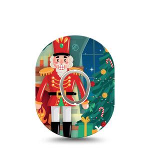 ExpressionMed Nutcracker Dexcom G7 Sticker and Tape, Dexcom Stelo Glucose Biosensor System,  Christmas Toy Soldier Theme, Vinyl Sticker and Tape Pairing Continuous Glucose Monitor Design