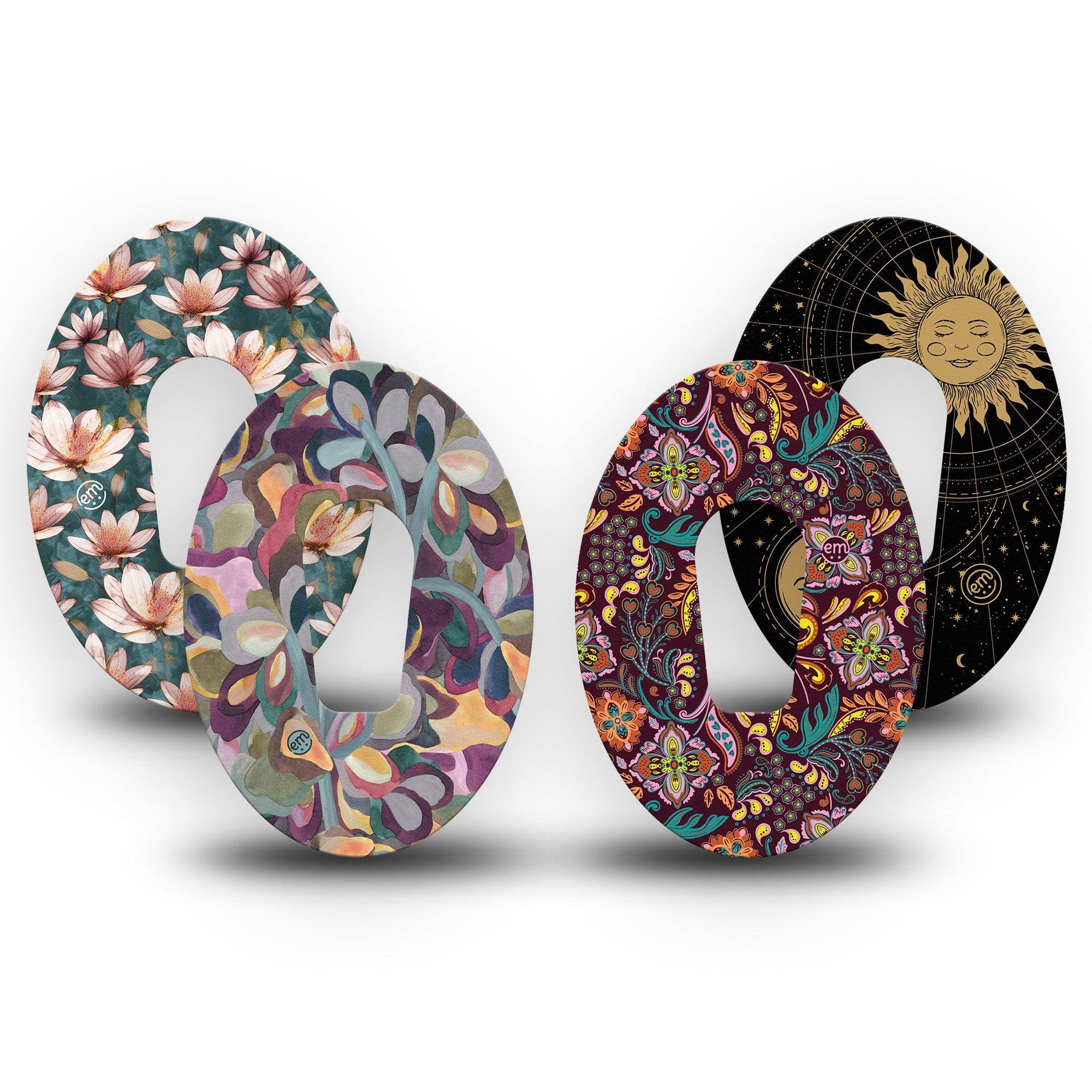 ExpressionMed Mystic Oasis Variety Pack Dexcom G6 Tape 4-Pack Tape Variety Autumn Dreamy Flowers, Plaster CGM Design