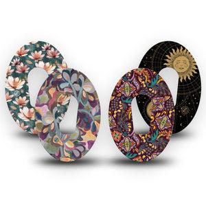 ExpressionMed Mystic Oasis Variety Pack Dexcom G6 Tape 4-Pack Tape Variety Autumn Dreamy Flowers, Plaster CGM Design