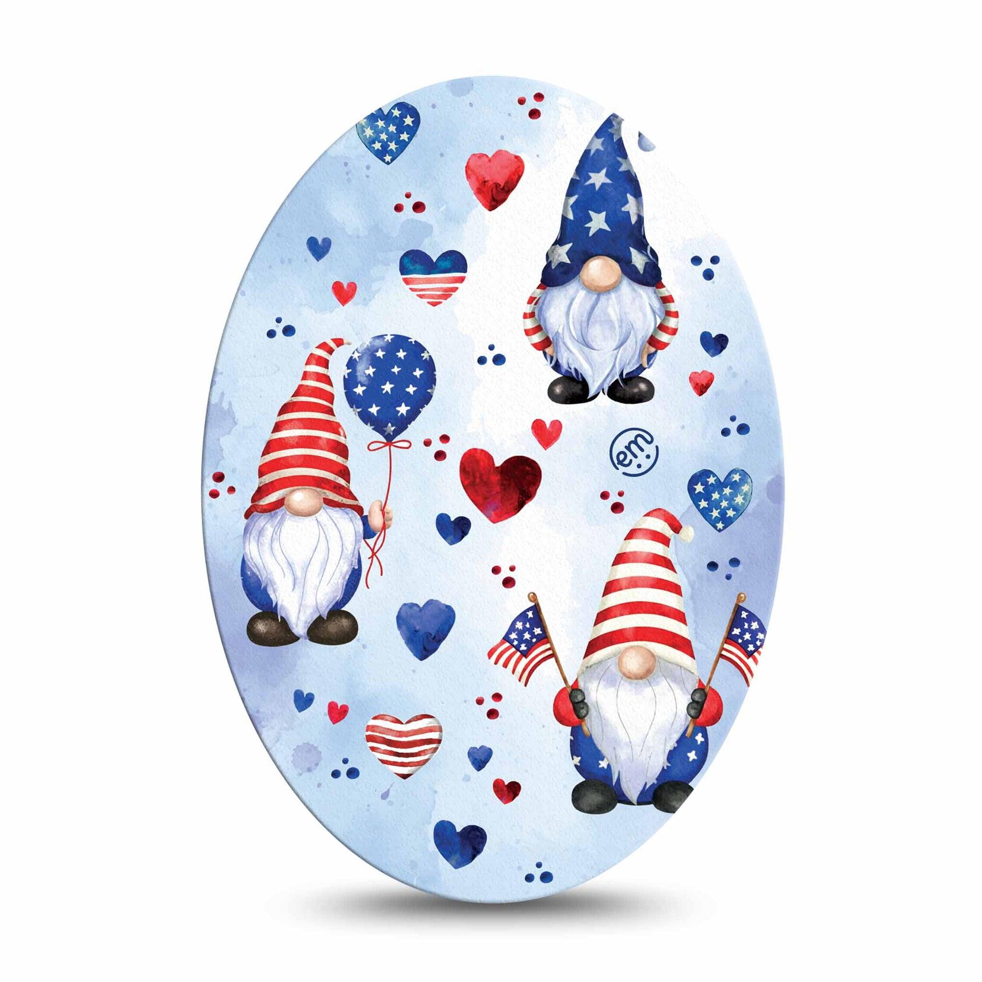 ExpressionMed Summer Gnomies Medtronic Guardian Enlite Universal Oval Single variety red blue white flowers Plaster Continuous Glucose Monitor Design