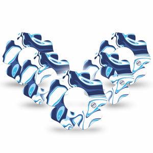 ExpressionMed Blue Marble Freestyle Libre 2 and Libre 2 Plus Flower Shape Tape, Abbott Lingo, 5-Pack Tape Blue Marble, Plaster CGM Design
